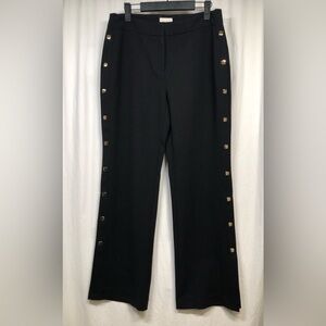 Chicos Straight Leg Black Square Gold Side Button Pants Size 0 US Size XS or 4